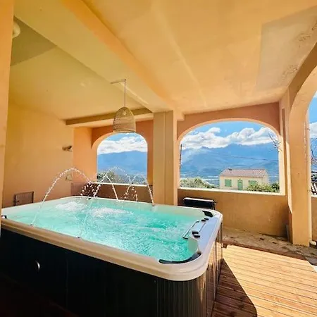 Authentique Appartement Vue Montagnes Avec Grand Patio Et Jacuzzi Chauffe Santa-Reparata-di-Balagna Exterior photo