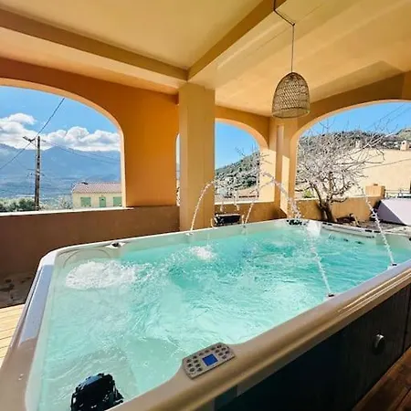 Authentique Appartement Vue Montagnes Avec Grand Patio Et Jacuzzi Chauffe Santa-Reparata-di-Balagna Exterior photo